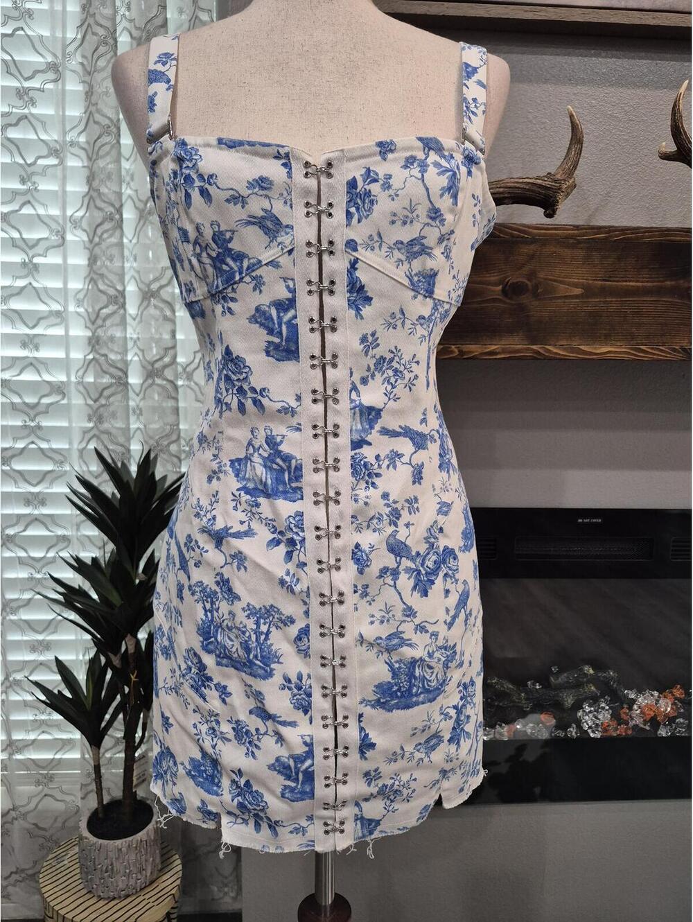 For Love & Lemons Monika Denim Mini dress size large - Picture 2 of 4